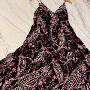 White House Black Market Black and Pink Paisley Maxi Dress